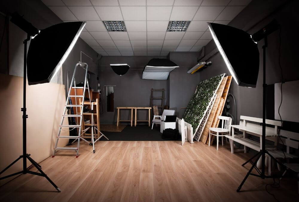Garage space transformed to a photo studio